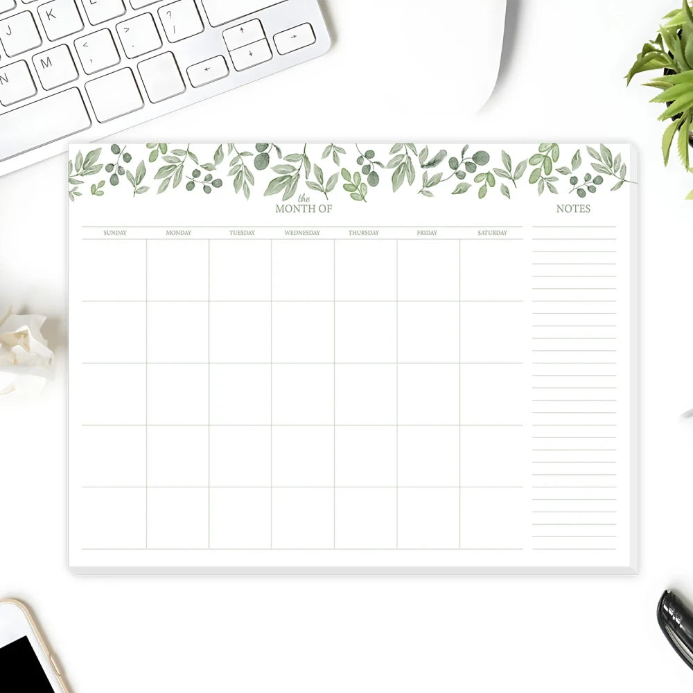 Undated Monthly Weekly Planner Notepad