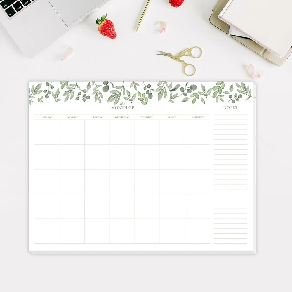Undated Monthly Weekly Planner Notepad