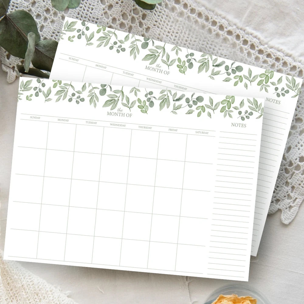 Undated Monthly Weekly Planner Notepad