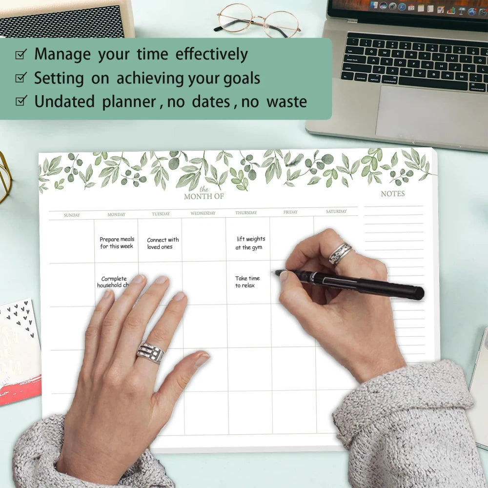 Undated Monthly Weekly Planner Notepad