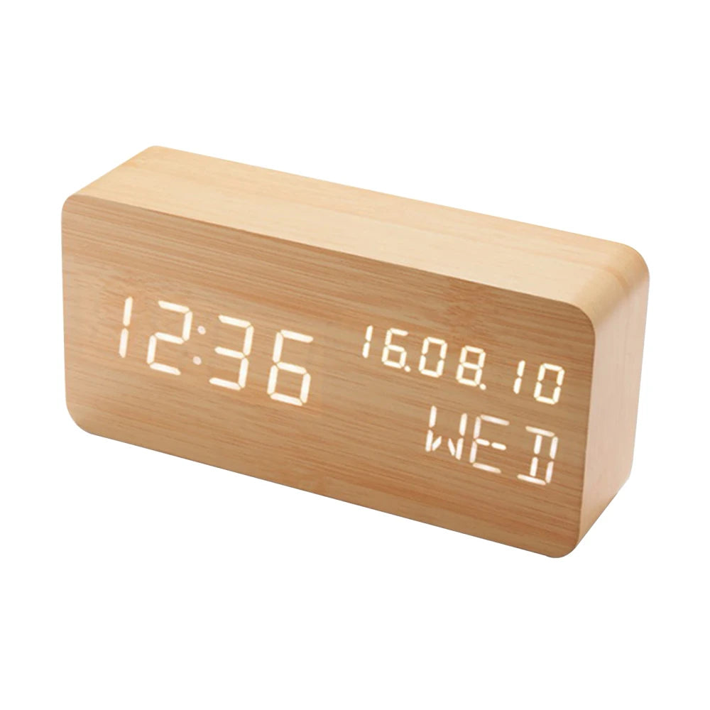 Wooden LED Desk Clock