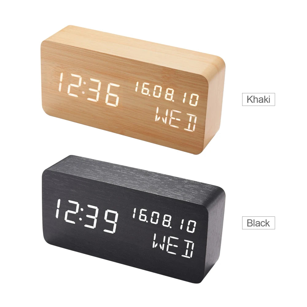 Wooden LED Desk Clock