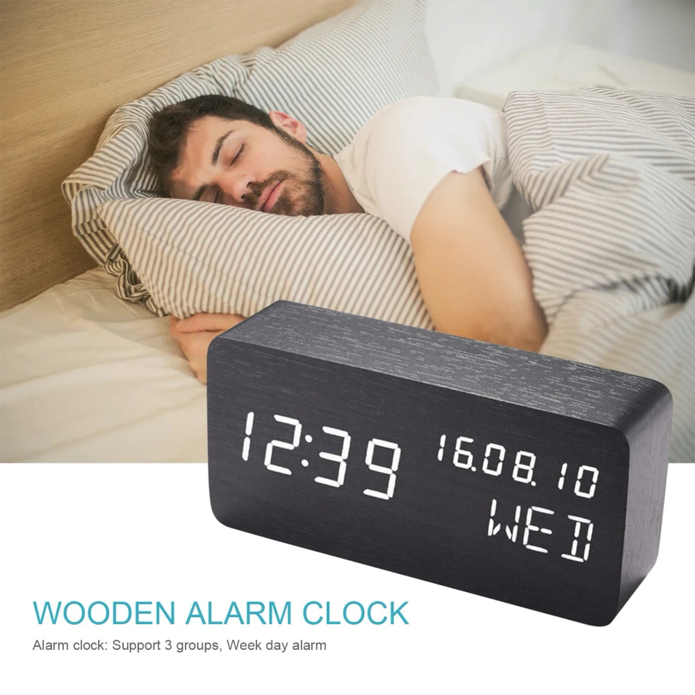 Wooden LED Desk Clock