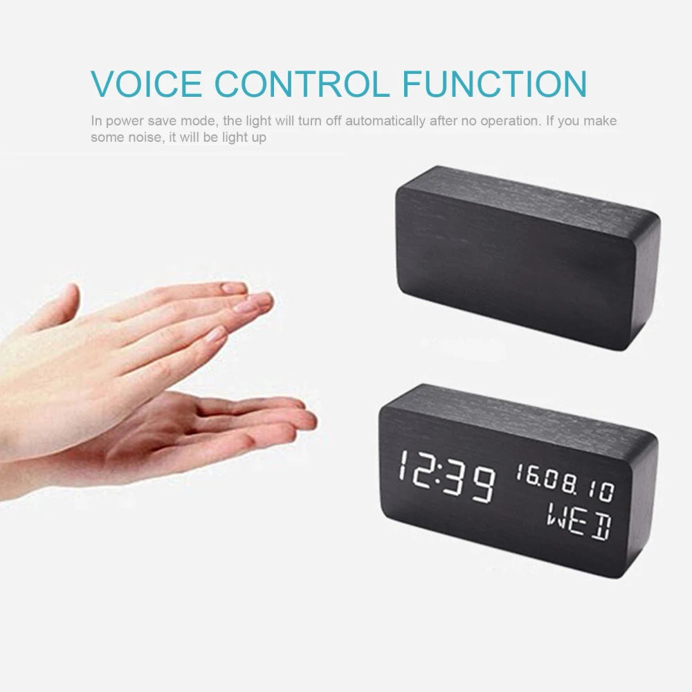 Wooden LED Desk Clock